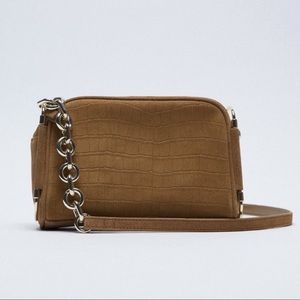 Zara Embossed Leather Crossbody Bag
